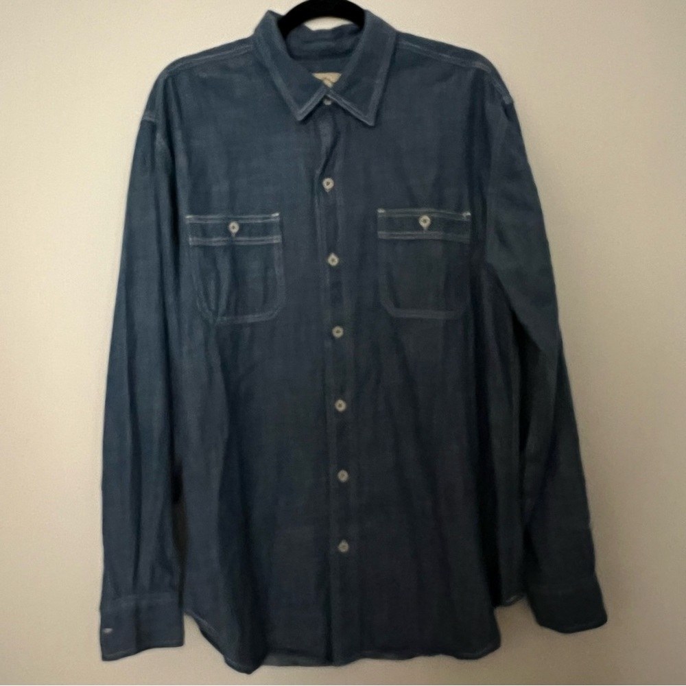 Blue Mountain Denim Button-Up Shirt long sleeve pockets woman’s large
